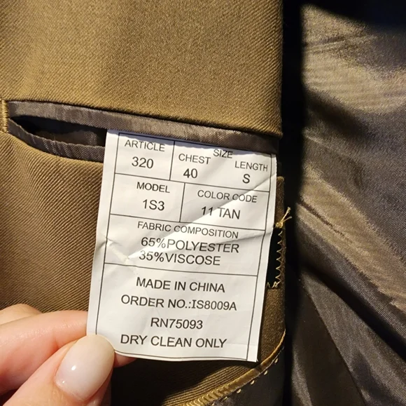 Angelo Rossi Tan Sport Coat Blazer Jacket 40S w/ matching dress pants 34 × 35